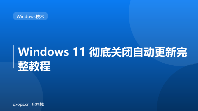 Windows 11 彻底关闭自动更新完整教程-启序栈